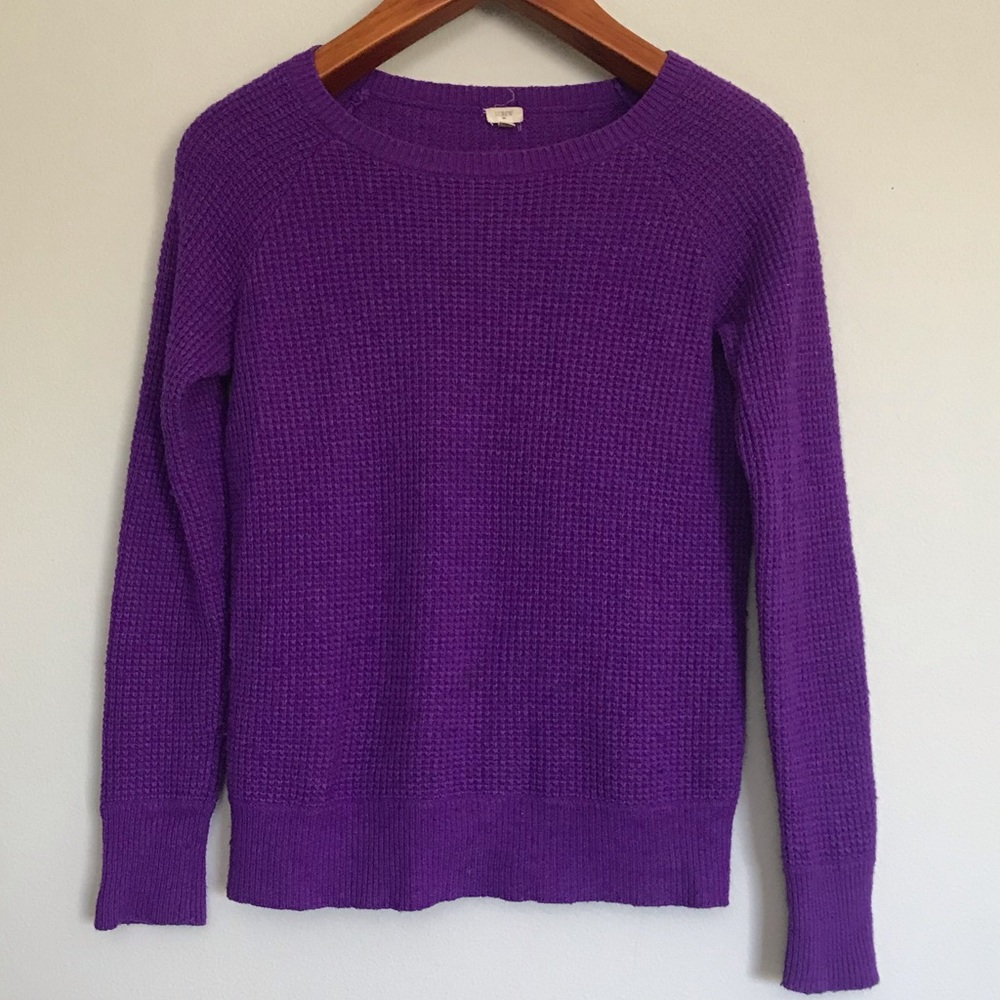 J. Crew purple waffle weave wool/alpaca sweater